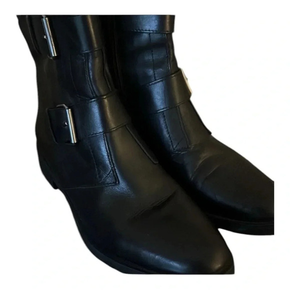 Emanuele Crasto Italian Made Leather Black Buckle Combat Moto Boots Size 8 - Picture 9 of 10